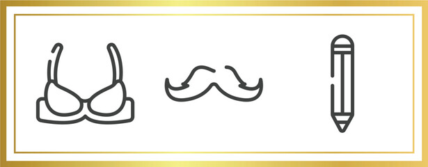 Poster - beauty and fashion outline icons set. linear icons sheet included brassiere, big mustache, eye pencil vector.