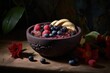 Tropical acai: abundant bowl of bright, fresh colors., generative IA