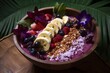 Tropical acai bowl with granola and banana., generative IA