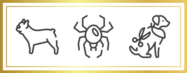 Wall Mural - pet lovers outline icons set. linear icons sheet included french bulldog, spider black widow, grooming pet vector.