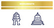 two premium icons from monuments collection. outline icons set included cambodia thin line, borobudur thin line vector.