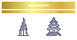 two premium icons from monuments collection. outline icons set included thin line, temple of heaven in beijing thin line vector.
