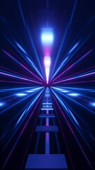 Wall Mural - Futuristic Seamless Scene With Flight Through Cyberspace. Cyber Atmosphere Without People. Retro Futuristic 80s Sci-Fi Style. Modern Loop 4K Resolution Loop. Concept Stock Video. Vertical 3D Animation