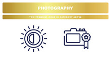Two Premium Icons From Photography Collection. Outline Icons Set Included Contrast Thin Line, High Quality Thin Line Vector.