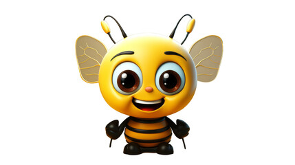 Poster - Happy Yellow Bee Insect Cartoon Character with a Friendly Smile on a Vibrant Background. PNG