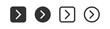 © Connect - Arrow next icon. Button forward signs. Back symbol. Right direction symbols. More page icons. Black color. Vector isolated sign.