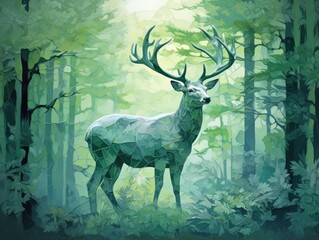 Wall Mural - Graceful deer, a symbol of woodland beauty, portrayed elegantly on a clear surface, embodying forest majesty, made with Generative AI