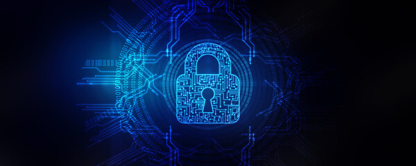 2d illustration Safety concept: Closed Padlock on digital background
