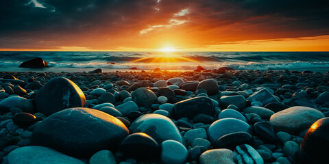 Wall Mural - Beautiful stones at sunset