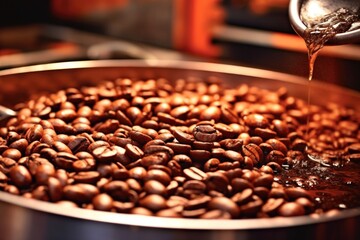 Canvas Print - close-up of freshly roasted coffee beans cooling