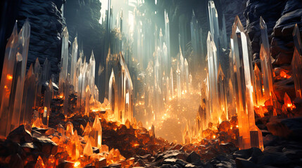 A forest of towering, abstract crystal spires