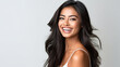© tong2530 - A beautiful young asian indian model woman smiling with clean teeth isolated on white background. Generative Ai