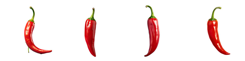 Poster - Close up of a small chili pepper isolated on transparent background an ingredient for fresh vegetables