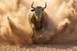 © altitudevisual - bull kicking up dust in action-packed moment