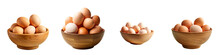 Brown Eggs In A Wooden Bowl Against A Transparent Background
