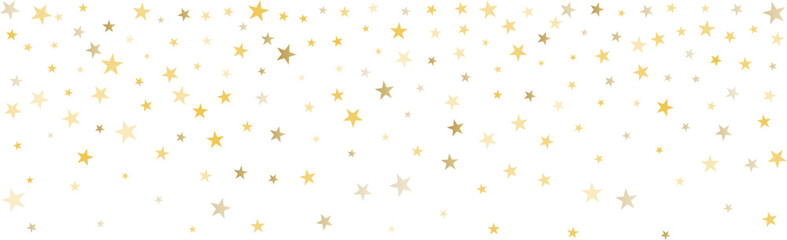 Wall Mural - Gold stars vector background, sparkling Christmas confetti falling isolated on white. Magic shining flying golden stars glitter backdrop, sparkle border