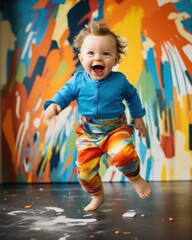 Poster - Cheerful jumping child.