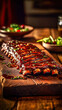 © Moon - Succulent BBQ Ribs ,grilled meat on the grill,food on the table
