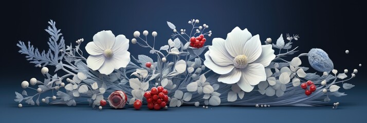 Wall Mural - colorful seasonal flowers with beautiful petals with a winter theme