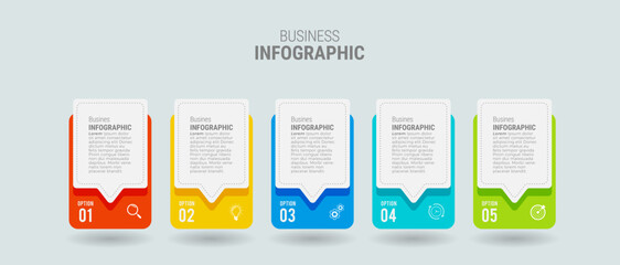 Business infographic template design icons 5 options or steps