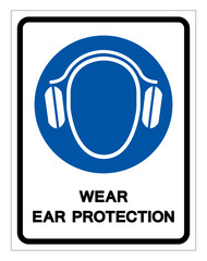 Wall Mural - Wear Ear Protection Black Icon ,Vector Illustration, Isolate On White Background Label. EPS10