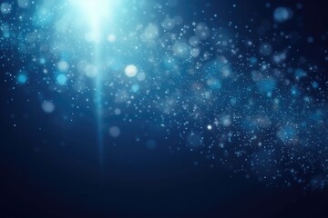 Blue bokeh light background, Christmas glowing bokeh confetti and sparkle texture overlay for your design. Sparkling blue dust abstract luxury decoration background.