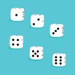 3d illustrations, dice with different numbers for a gambling game or a race to guess the numbers. Vector illustration.