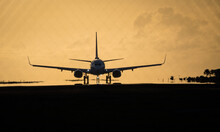 Aircraft Lands At Princess Juliana International Airport On The Dutch Caribbean Island Of Sint Maarten