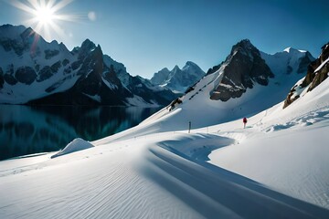 Poster - ski resort in the mountains