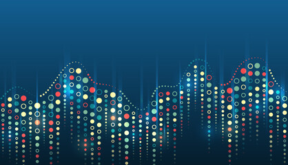 Fototapete - Big data visualization. Futuristic network or business analytics. Structuring the flow of information. Data analytics concept. Sorting a large amount of data on a dark background.