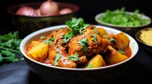 ragrant and spicy Instant Pot chicken vindaloo, with a mix of aromatic spices and potatoes.