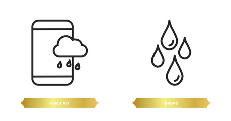 Wall Mural - two editable outline icons from weather concept. thin line icons such as forecast, drops vector.