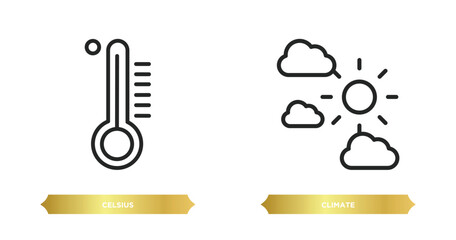 Wall Mural - two editable outline icons from weather concept. thin line icons such as celsius, climate vector.