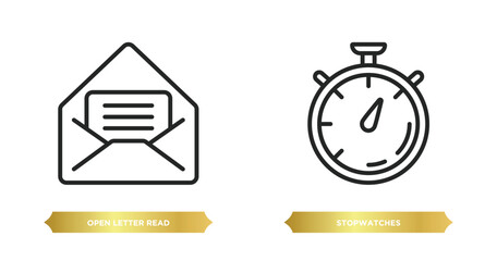 two editable outline icons from user interface concept. thin line icons such as open letter read ema