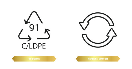 two editable outline icons from user interface concept. thin line icons such as 91 c/ldpe, refresh button vector.