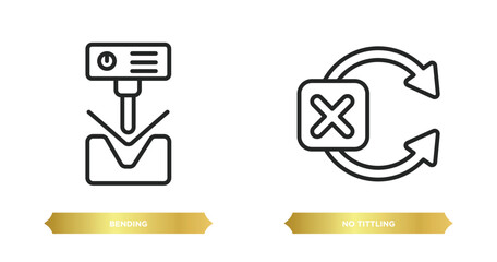 two editable outline icons from user interface concept. thin line icons such as bending, no tittling vector.