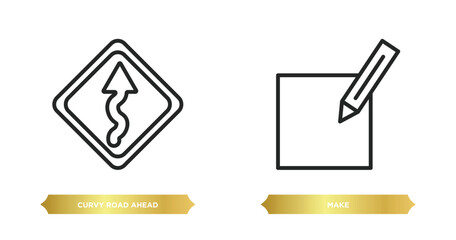 two editable outline icons from user interface concept. thin line icons such as curvy road ahead, make vector.