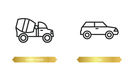 Wall Mural - two editable outline icons from transportation concept. thin line icons such as cement truck, car ve