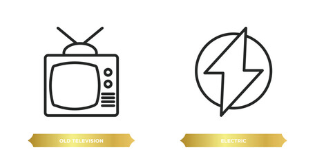 two editable outline icons from technology collection. concept. thin line icons such as old television, electric vector.