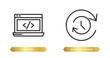 two editable outline icons from technology concept. thin line icons such as back end, uptime and downtime vector.