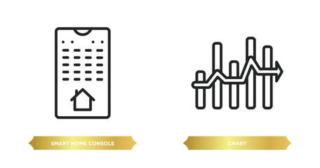 Wall Mural - two editable outline icons from smart home concept. thin line icons such as smart home console, chart vector.