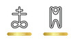 two editable outline icons from religion concept. thin line icons such as satanic church, humanism vector.
