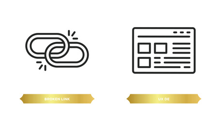 two editable outline icons from programming concept. thin line icons such as broken link, ux de vector.