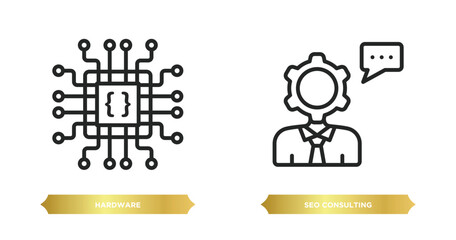 Wall Mural - two editable outline icons from programming concept. thin line icons such as hardware, seo consultin