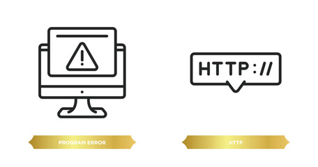 Wall Mural - two editable outline icons from programming concept. thin line icons such as program error, http vec