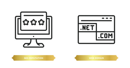 Wall Mural - two editable outline icons from programming concept. thin line icons such as seo reputation, web dom