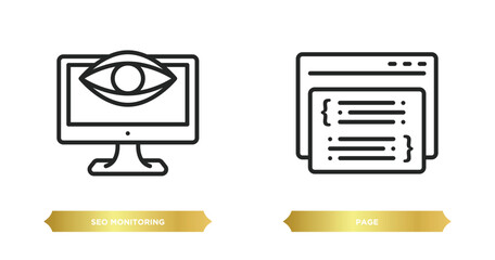 Wall Mural - two editable outline icons from programming concept. thin line icons such as seo monitoring, page ve