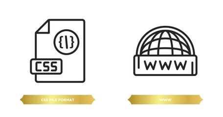 Wall Mural - two editable outline icons from programming concept. thin line icons such as css file format, www ve