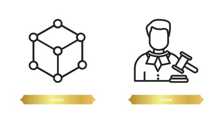 Wall Mural - two editable outline icons from professions & jobs concept. thin line icons such as model, judge vec