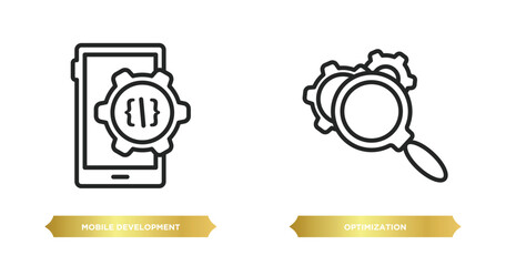 Wall Mural - two editable outline icons from programming concept. thin line icons such as mobile development, opt